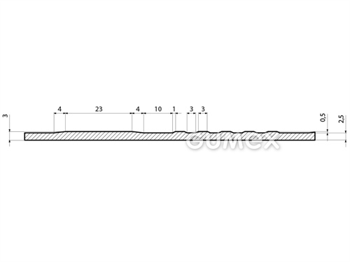 D70 P9540 ölbeständig, 3mm, Breite 1400mm, 65°ShA, Hammermuster, NBR-SBR, -10°C/+70°C, schwarz, 